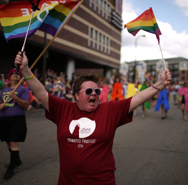 A group from Mankato marched to Loring Park at the conclusion of the 2015 Pride Parade.