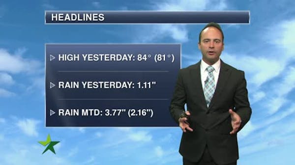 Morning forecast: Periods of rain, high of 84