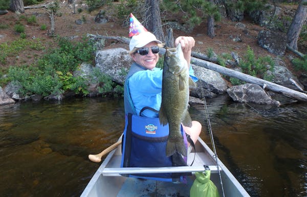 Steph Lundorff shows off her bass, caught on her birthday.
