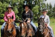 From the left, sisters Jacqueline, McKayla and Lydia Lucas have taken the rodeo world by storm by claiming top titles at the National Little Britches 