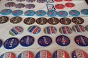 Political buttons were front and center at the Republican Party booth at the State Fair, kicking off the campaign season.