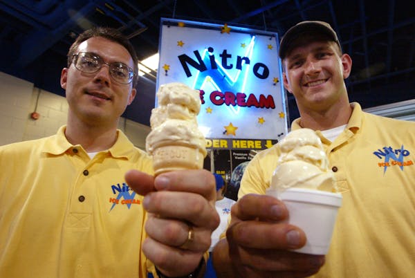 Nitro Ice Cream: T.J. Paskach and Will Schroeder at the Minnesota State Fair Food building.
