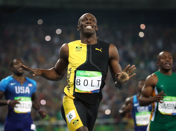 Men's 100 meter final. Jamaica's Usain Bolt, wins gold again beating USA's Justin Gatlin. ] 2016 Summer Olympic Games - Rio Brazil brian.peterson@star