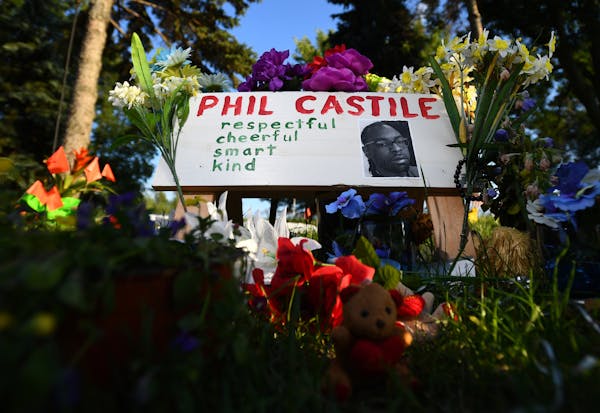 Philando Castile’s memorial on the corner of Larpenteur Avenue and Fry Street in Falcon Heights marks the spot where he was shot by a St. Anthony po