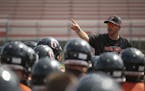 Ryan Stockhaus, Osseo’s new head coach, directed his players Monday during their first practice of the season. “I said when I was hired that this 