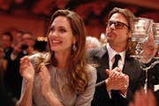 Angelina Jolie and Brad Pitt attend the Cinema for Peace Gala ceremony at the Berlin International Film Festival in Berlin in 2012.