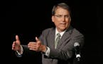 FILE - In this June 24, 2016 file photo, North Carolina Gov. Pat McCrory speaks during a candidate forum in Charlotte, N.C. The NCAA has pulled seven 