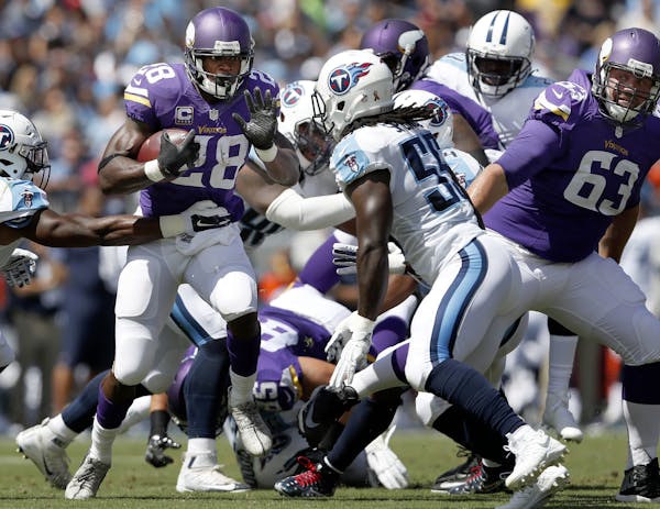 Wherever Adrian Peterson tried to run Sunday, Titans defenders were there to greet him. Tennessee held the Vikings star to 31 yards on 19 carries.