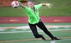 North St. Paul's goalkeeper Lily Pfefferle warmed up before taking on White Bear Lake, Tuesday, September 6, 2016 at White Bear Lake High School. The 