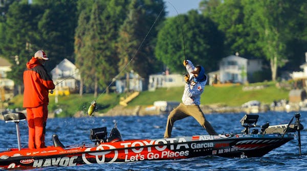 TV fishing show personality Mike Iaconelli, right, will be among the top 50 bass fishermen in the world competing for a $100,000 prize on Mille Lacs i