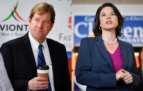 Jason Lewis, left, and Angie Craig are running against each other in Minnesota's Second Congressional District.