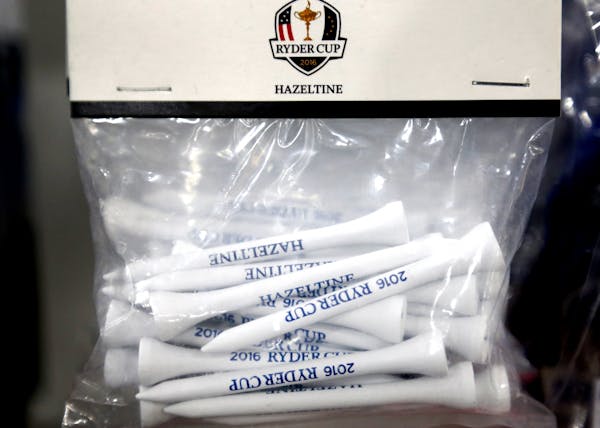 Golf tees available for purchase at the Ryder Cup Shops at Hazeltine National Golf Club.