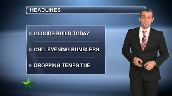 Afternoon forecast: Clouds creep in, T-storms possible tonight