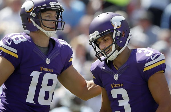 In a scene that played out too often for the Vikings, holder Jeff Locke consoled kicker Blair Walsh after one of his three missed kicks in the season 