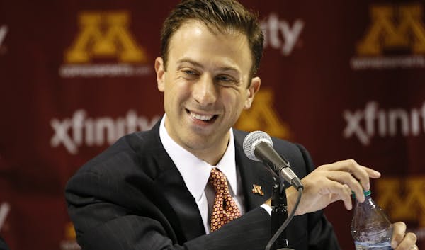 During a ceremony at Williams Arena Friday morning, Minnesota Athletic Director Norwood Teague introduced Richard Pitino, as the 17th head coach of th