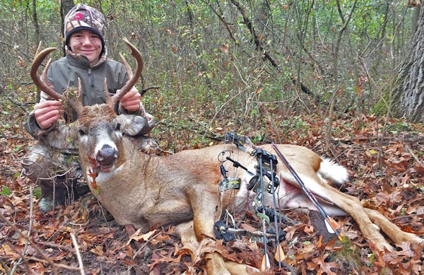 Wayzata High School freshman Cole Ciardelli, 14, shot an eight-point buck from the same stand used by his father two years earlier to arrow a similar 