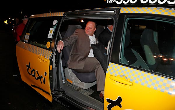 Gerard Gallant, former Florida Panthers head coach, gets into a cab after being relieved of his duties following an NHL hockey game against the Caroli