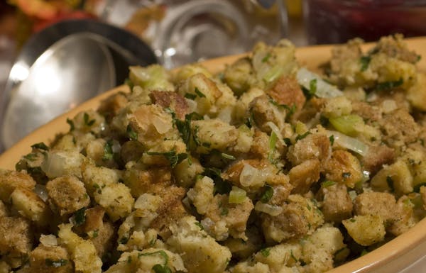 A good bread stuffing is a welcome sight at any Thanksgiving feast.