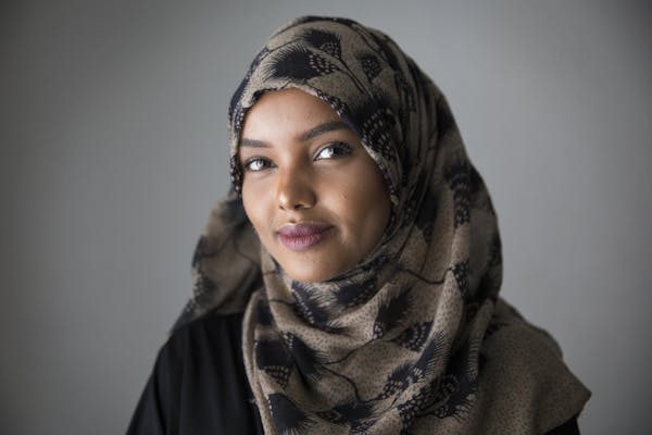 Somali-American Halima Aden, 19, posing for a photo in her home in Waite Park.