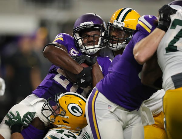 Vikings running back Adrian Peterson won his third NFL rushing title last season at age 30. He gained 1,485 yards, the third-highest total of his care