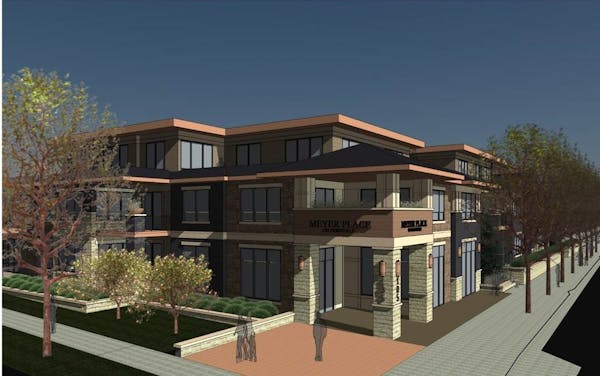 Meyer Place at Ferndale, a 21-unit condo project in Wayzata, is inspired by the Prairie School design style of Frank Lloyd Wright.