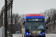A new A Line bus on Ford Parkway in St. Paul. Most of the route is on Snelling Avenue, ending at Rosedale.