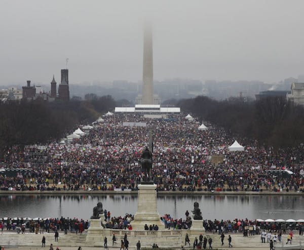 Demonstrators gathered Saturday on the National Mall during the Women's March on Washington.