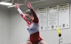 Detroit Lakes' Cora Okeson, shown on the balance beam at the Class 1A, Section 8 meet, was runner-up at state on the beam and all-around.