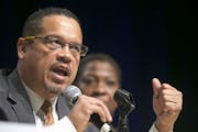U.S. Representative Keith Ellison, a candidate for the Democratic National Committee chair, spoke alongside other candidates for the DNC chair at a pa