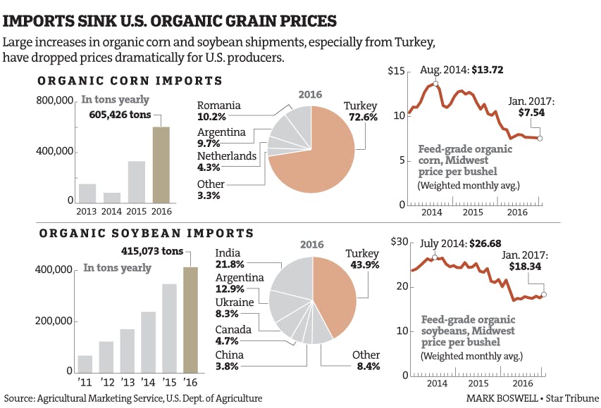 Flood of imports sinks U.S. organic grain prices