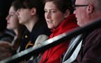 Lynx star Lindsay Whalen and her father, Neil, right, watched Wednesday’s game between Mahtomedi and Northfield. (Anthony Souffle, Star Tribune)