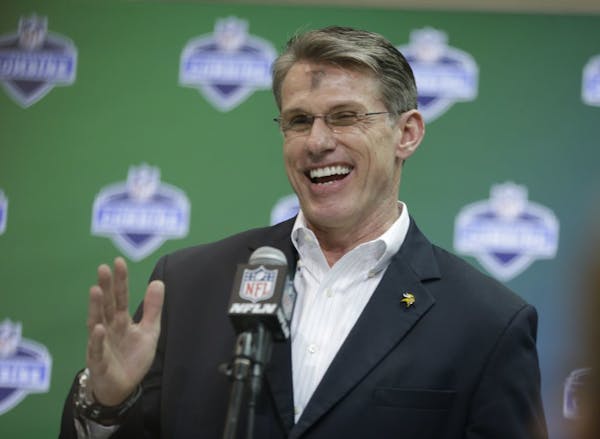 Minnesota Vikings general manager Rick Spielman speaks during a press conference at the NFL Combine in Indianapolis, Wednesday, March 1, 2017.