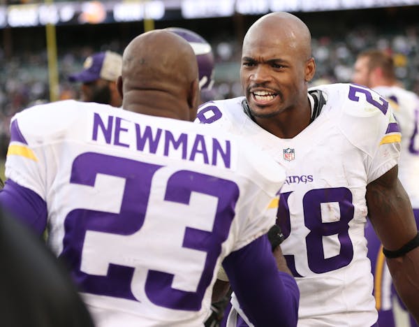 Cornerback Terence Newman still has a home with the Vikings at age 39, but running back Adrian Peterson, who will be 32 on Tuesday, is looking for a j