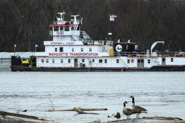 The Stephen L. Colby was the first vessel of the season to tow a load along the upper Mississippi River on Thursday.
