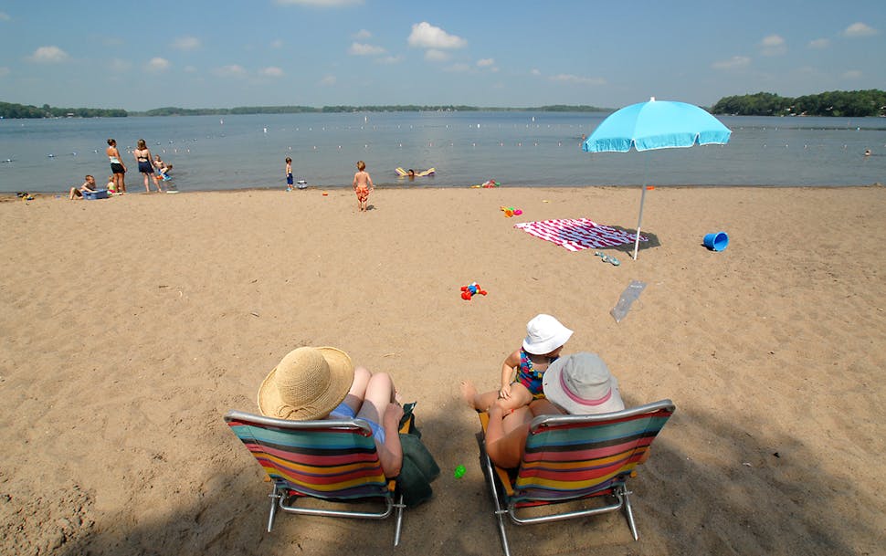 People enjoyed Lake Independent beach at Baker Park Reserve in Maple Plain.