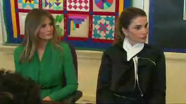 Melania Trump, Queen of Jordan visit D.C. school