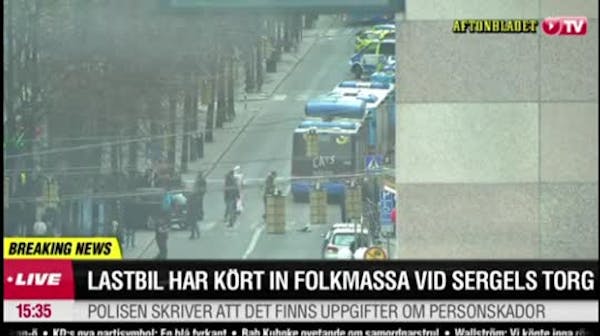 Deadly truck crash into Stockholm store