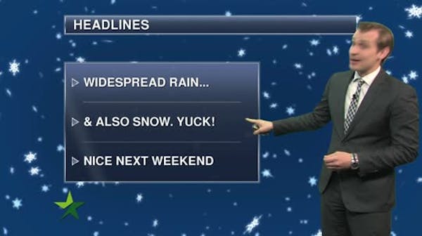 Evening forecast: Low of 38; mix of snow/rain possible late