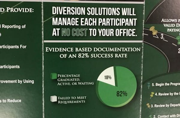 A brochure by Diversion Solutions touts an 82 percent success rate, but officials say that number is considerably lower.