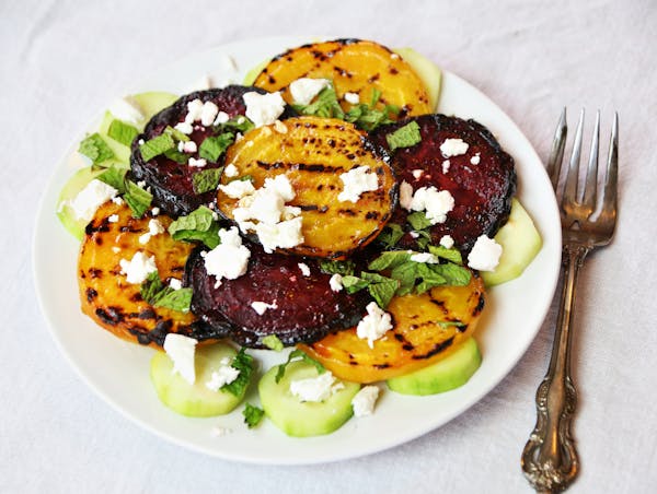 Grilled Beet Salad with Mint.