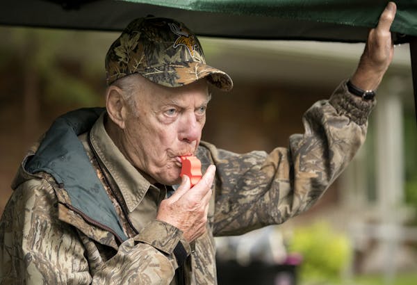 Bud Grant blew a whistle signaling the beginning of his garage sale. The former Vikings coach turns 90 years old on May 20.
