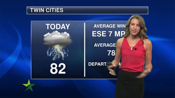 Morning forecast: Sticky with heavy thunderstorms likely.
