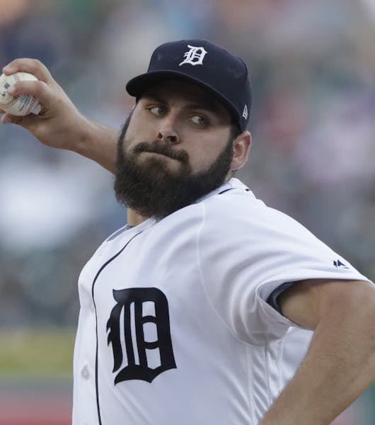 Detroit Tigers starting pitcher Michael Fulmer throws during the first inning of a baseball game against the Baltimore Orioles, Wednesday, May 17, 201