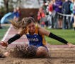 Anna Keefer of St. Michael-Albertville holds the top times this spring in the long jump and the 100 and 200 meters.