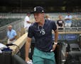 After changing into some Mariners gear, Burnsville's Sam Carlson spent time with the team before Tuesday's game at Target Field. (Jeff Wheeler, Star T
