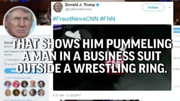 Trump tweets mock video of him beating CNN