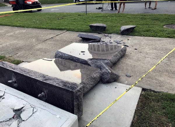 Newly installed Ten Commandments statue smashed