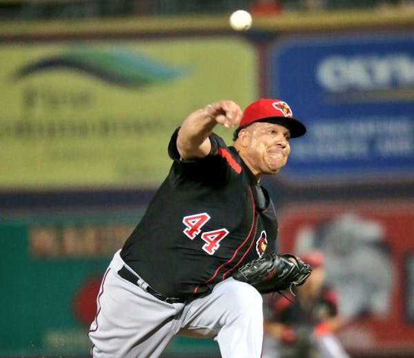 Bartolo Colon of the Rochester Red Wings pitches against the Lehigh Valley IronPigs in Allentown, PA on Thursday night.