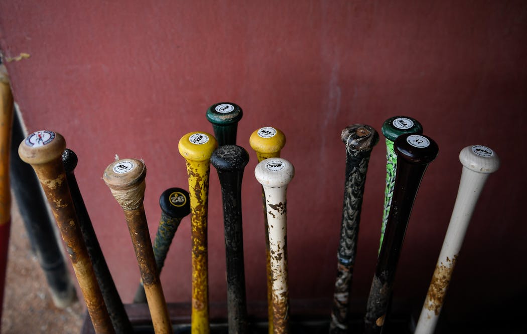 Stearns County League players use wood bats, and area youths players are taught to do the same.