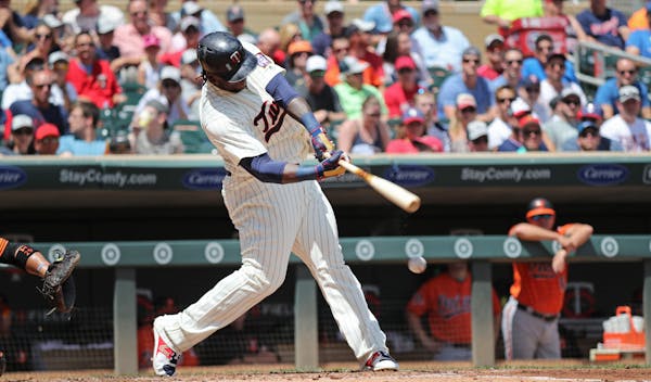 Miguel Sano homered to left field off Orioles pitcher Wade Miley in the third inning.